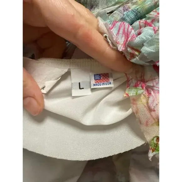 Y2K SNO SKINS Textured Crinkle Abstract Flare Hem A-line Midi Skirt Size Large - Picture 6 of 8